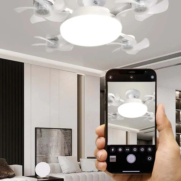 2-in-1 Silent LED Fan with Remote Control, Energy-Saving Cooling and Lighting Integrated Unit